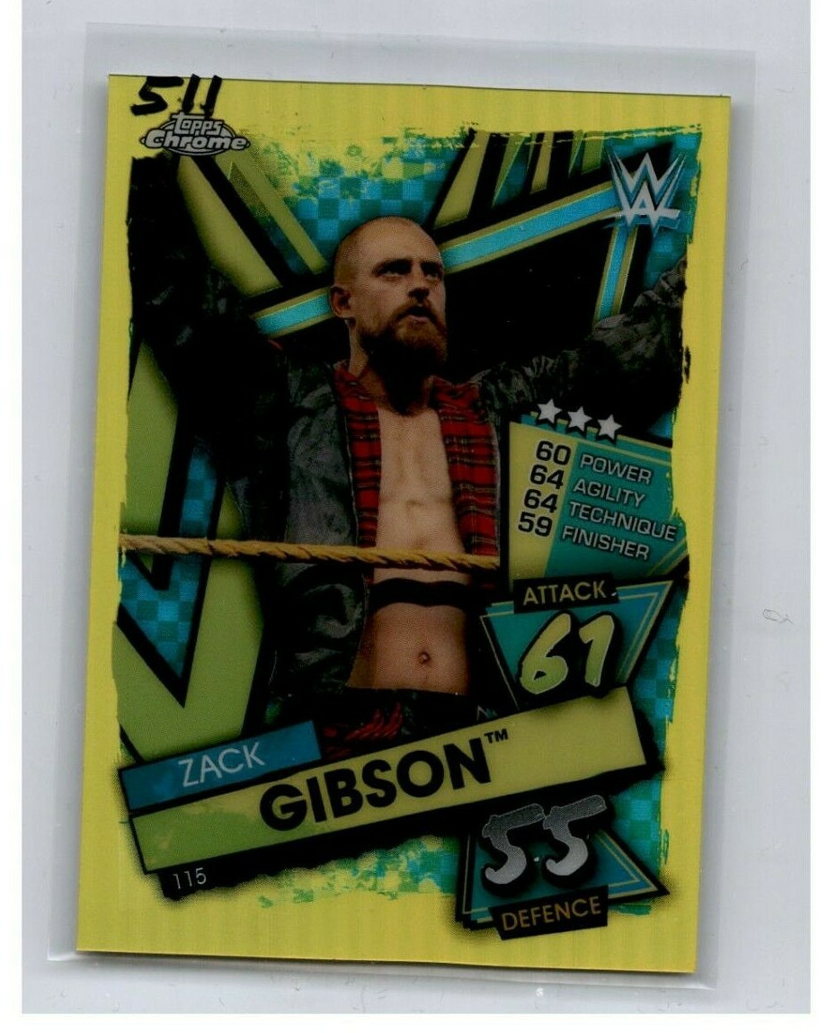 2021 Topps WWE Chrome Slam Attax Zack Gibson Refractor Yellow /99