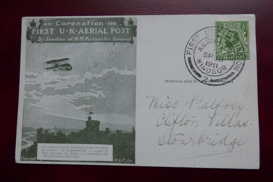 Coronation 1911 First UK Aerial Post 9/16 Windsor Stourbridge - Image 2 of 4
