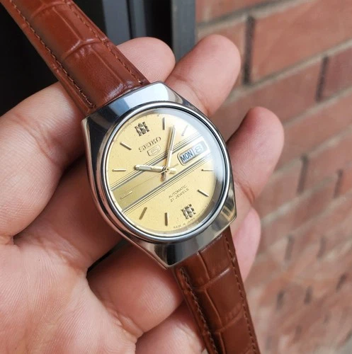 Seiko SKXM27 1999 Golden Linen Sunburst Dial Retro Ultra Rare Vintage Automatic