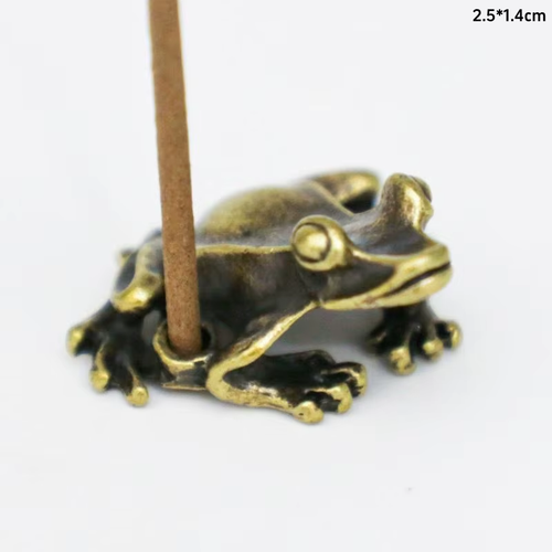 Antique Brass Meditation Zen Frog Statue Ornament Copper Animal Sculpture Incens - Picture 7 of 16