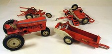 Vintage Tru-Scale Massey Harris Farm ToyTractor, Mauure Spreader, Disc Harrow &