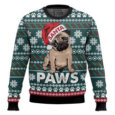 Cute Pug Santa Paws Christmas Sweater