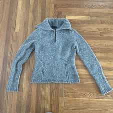 Express Women  s Merino Wool Turtleneck Sweater Grey Size Med Fits Like Small