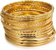 16Pcs Gold Bangle Bracelets for Women - Multi Layer Stackable B SET-12pc