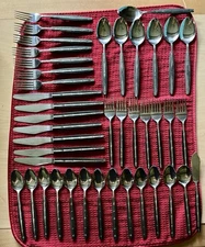 MCM Bamboo Branch Flatware Stainless Steel Inlay Black Handle 42 Pcs Japan