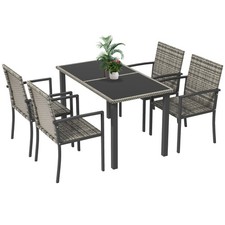 Outsunny Outdoor Dining Set 5 Pieces Patio Conservatory with Tempered Glass