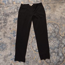 Michael Kors Women's Black Dress Pants Flat Front Straight Leg Logo Accent Solid