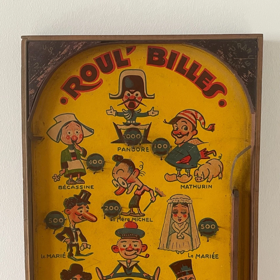 JOUET JEU ANCIEN - FLIPPER DE TABLE "ROUL ' BILLES" - URANUS PARIS - 70 CM - Photo 2/4