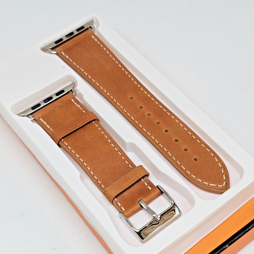 Marge Plus Compatible with Apple Watch Band 42mm 44mm Brown Genuine ...