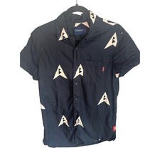 Scotch Soda Amsterdams Blauw Mens Navy Geometric Print Button Up Shirt Small