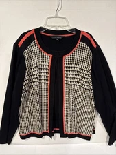 Ming Wang Contemporary Knit Wear Black Beige Houndstooth Office XL