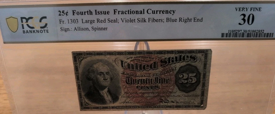 FRACTIONAL CURRENCY PCGS FR. 1303 .25¢ CIVIL WAR ERA SEE PICTURES FOR ACCURACY. - Image 3 of 4