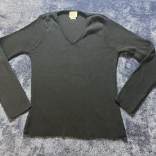 Vintage Cherokee Ribbed V Neck Sweater Black Size Small USA Made Y2K NWOT
