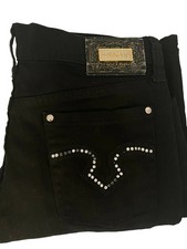 Ladies Lawman Western Jeans Bootcut Black Denim Embroidered Bling 13 Y2K cowgirl