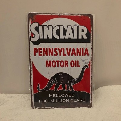 Sinclair Pennsylvania Motor Oil Gas & Oil Advertising Sign Red White Black