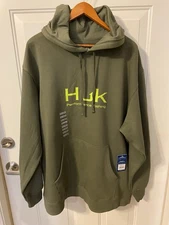 Huk Performance Fishing Men's NWT Green Cotton Fleece Hoodie Size 2XL Pullover