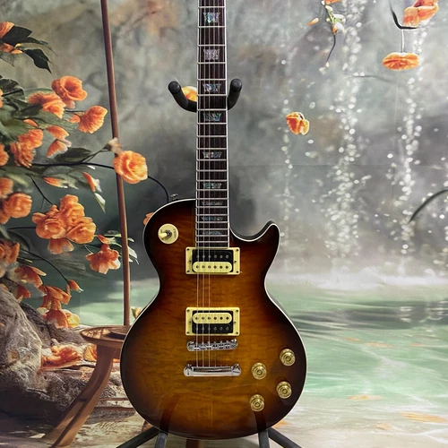 Quilted maple veneer LP standard electric guitar abalone flower inlaid US stock