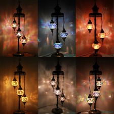 Beautiful 3 Balls Handmade Turkish Moroccan Colourful Glass Light Floor Lamp