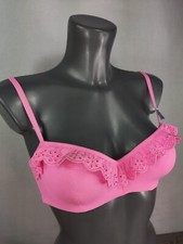 NEW Boux Avenue Amora Embroidered Bikini Top Frill Detail Swimsuit CANDY PINK
