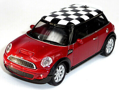 Mini Cooper S Sammlermodell ca. 1:43 / 8-9 cm rot + kariertes Dach