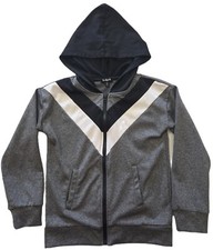 KidPik Grey w/White  Black Zip Up Hoodie Boy M 10
