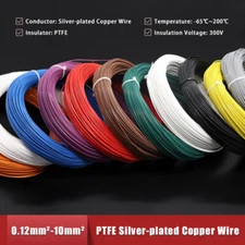 0.12-10mm² PTFE Silver-plated Copper Stranded Electrical Wire Cable Audio Wire