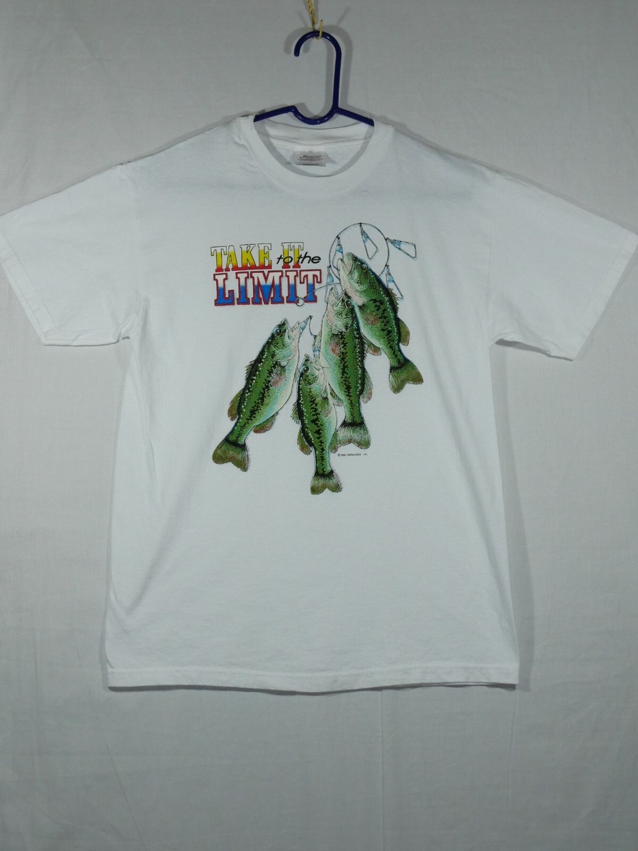 Vtg Hanes Take It to the Limit Fishing Bass 1990 Airwaves T