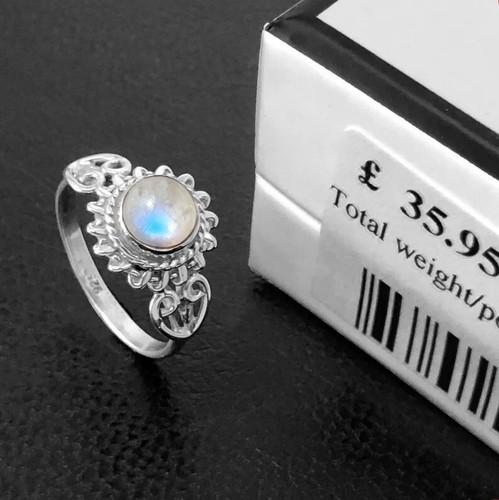 Natural Moonstone Ring 925 Sterling Silver Handmade Ring Bohemian Jewelry Ring
