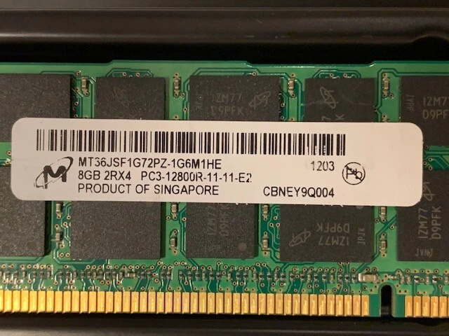 MICRON (AddOn) 8GB REG ECC Dual Rank CL11 RDIMM  MT36JSF1G72PZ-1G6M1HE  FREE S/H - Image 3 of 4