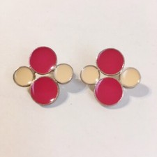 Pink Dot Enamel Earrings Sterling Silver Unique Hand Made Stud Post Pierced New