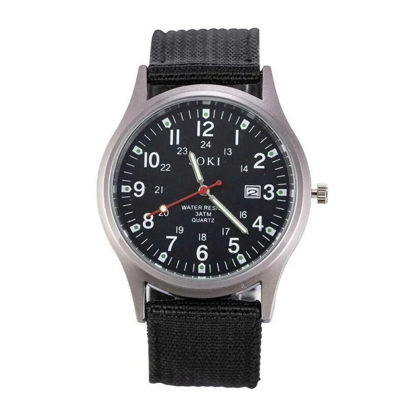 Military Army Mens Watch Date Canvas Strap Analog Quartz Sport Wrist Watch Gift