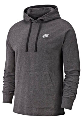 Nike Men's NSW Club LS Gray Pullover Jersey Hoodie BV2749-071 M (H7)