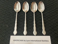 4 Pieces Americana by Lyon International Stainless Soup Spoons** Free Shipping