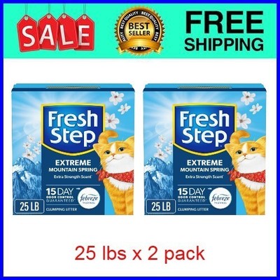 Fresh Step Extreme Scented Clumping Cat Litter with Febreze, 25 lbs x2p