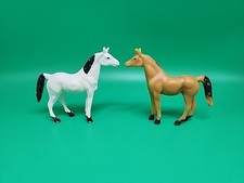 Vintage Horse Dollhouse Miniature Toy Plastic Mini Figure Tan White Western Lot
