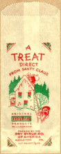 1930s Vintage Santa Claus Candy Treat Bag. Superb Christmas Graphics "Small Bag"