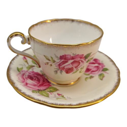 Aynsley E Gland C900 Pink Cabbage Rose Tea Cup And Saucer - Picture 4 of 13