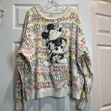 Disney Beyond Classic Mickey Mouse Sweatshirt 3XL All Over Print Crewneck FLAW