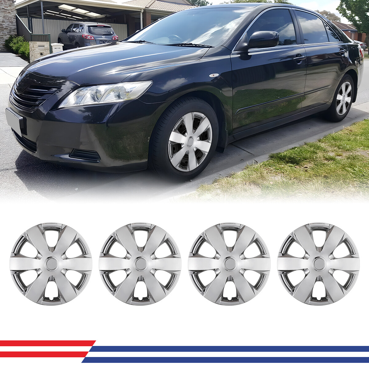 2007-2011 Toyota Camry 16in 4-Piece Steel Wheel Covers Snap-On Hubcaps Full Rim