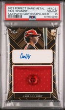 2022 LEAF METAL PERFECT GAME CLASSIC PATCH AUTOGRAPHS CARL SCHMIDT #4/5 PSA 10