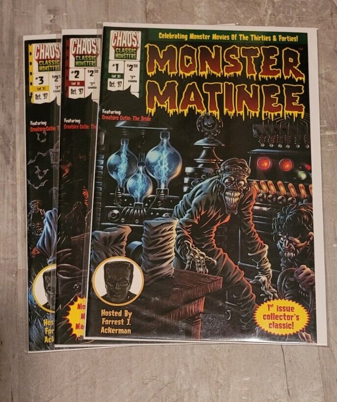 1997 CHAOS! Comics MONSTER MATINEE #1-3  Rare Complete Horror Series - VF 