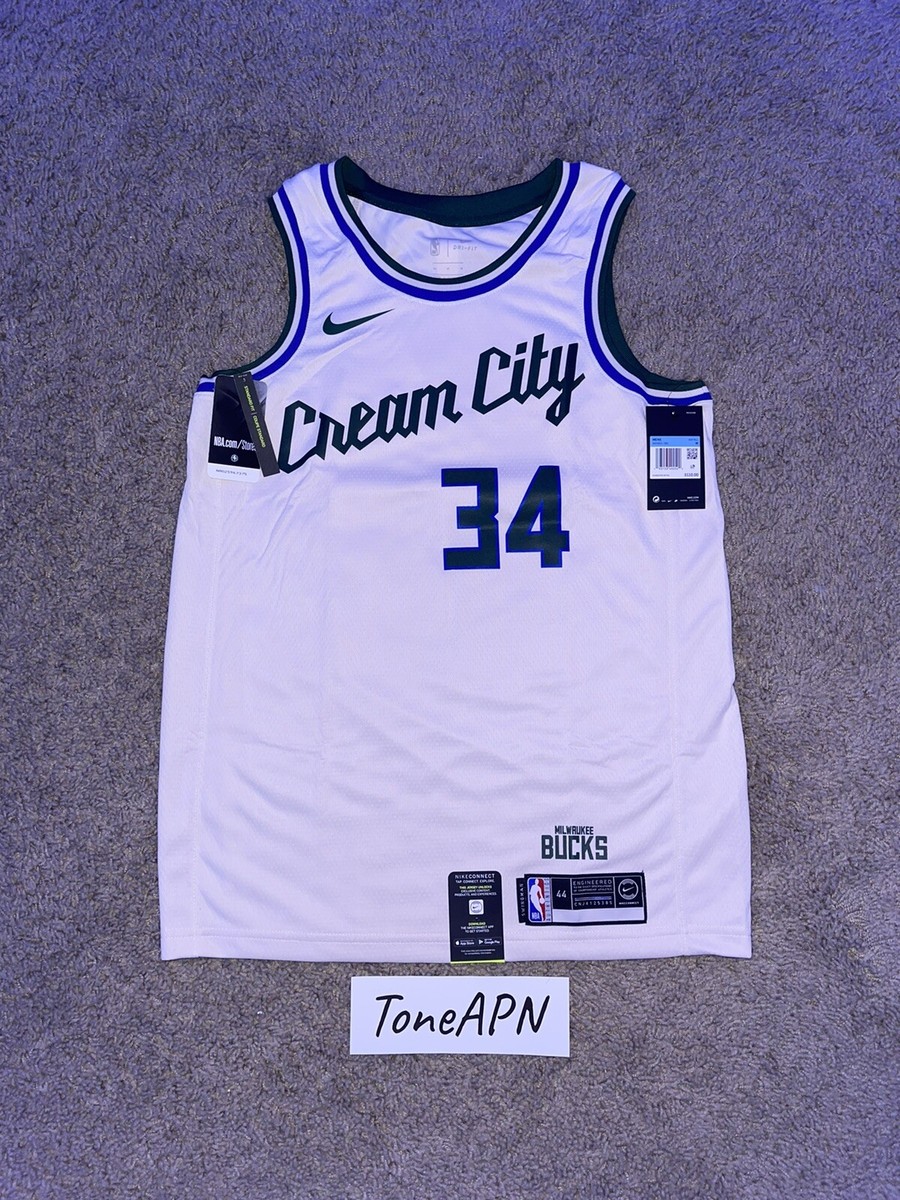 Nike, Shirts, Milwaukee Bucks 34 Giannis Antetokounmpo Cream City Jersey