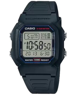 Casio W800H-1AV, 10 Year Battery,Chronograph Resin Watch, 100 Meter, Alarm, Date