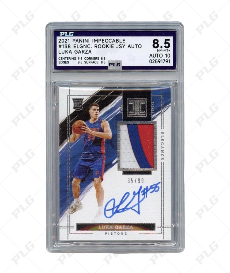 2021 PANINI IMPECCABLE #138 ELGNC. ROOKIE JSY AUTO LUKA GARZA /99 PLG 8.5