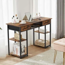 JHK 48 inch Home Standing Computer Desk Small Office Table with 3 Fabric Drawers