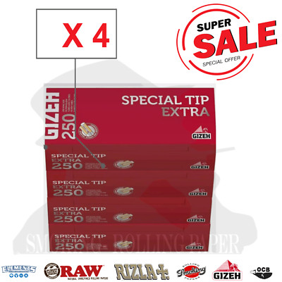 4 X Scatole Gizeh Filtri Tubetti Special Tip Extra King Size 250 Originale