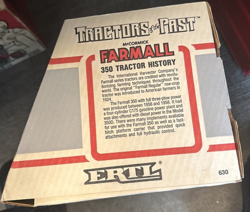Ertl Farm all 350 Tractors From The Past #630 Farmall Produced 1956 To 1958 Set - Picture 8 of 8