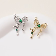 6pcs CZ Pave Bow Tie Charm,Cubic Zirconia Bowknot Pendant,Zircon Bow Charms
