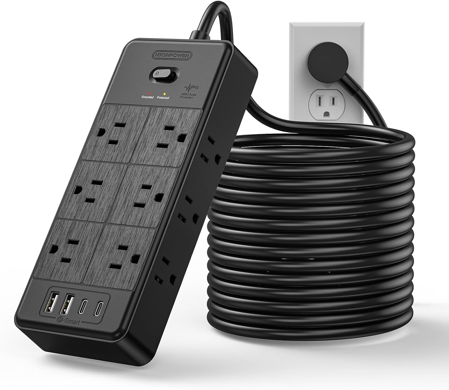 Extension Cord, 3 Side Multiple Outlet Extender, w/ 12 Outlets And 4 USB Ports-image
