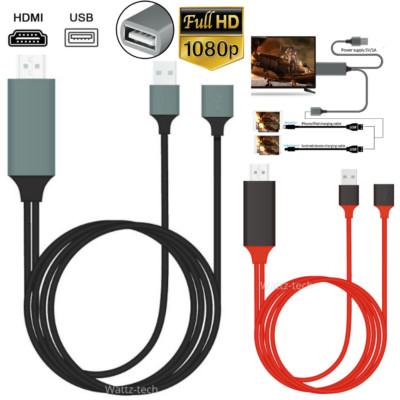 1080P HDMI Mirroring Cable Phone to TV HDTV Adapter For iPhone 14 8 iPad Android